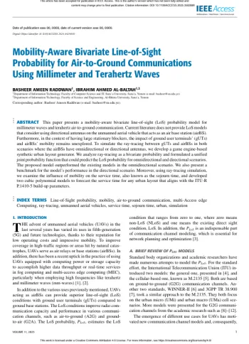احتمالية خط الرؤية ثنائية المتغيرات المراعية للحركة للاتصالات الجوية-الأرضية باستخدام الموجات المليمترية والتيراهيرتزية