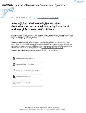 مشتقات جديدة من N-(1,3,4-thiadiazole-2-yl)acetamide كمثبطات للكربونيك أنهيدراز I و II البشريين والأسيتيل كولينستراز